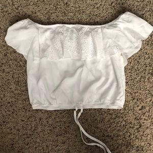 White off shoulder crop top